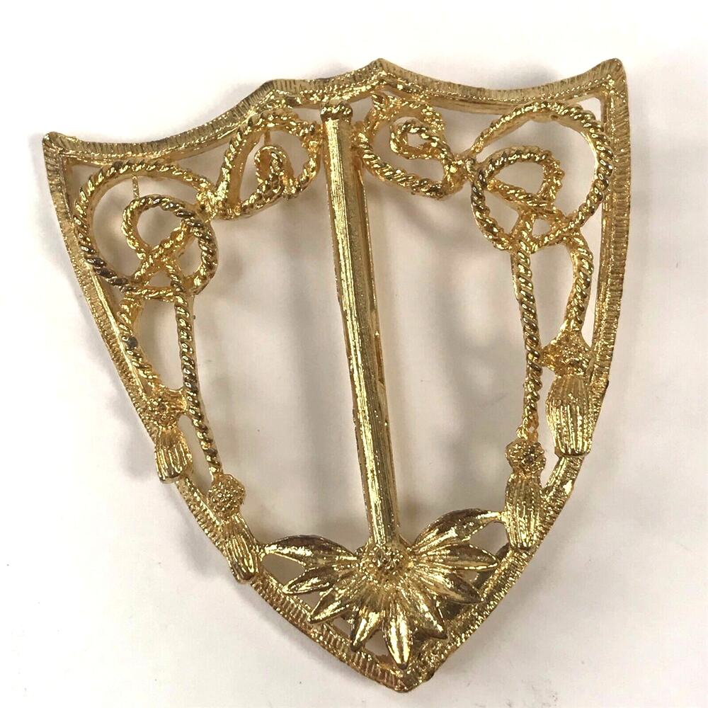 Ornate Brooch Gold-Tone  Vintage